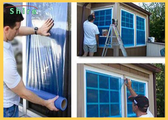 Clear Adhesive Blue Plastic PE Window And Glass Surface Protection Film Temporary