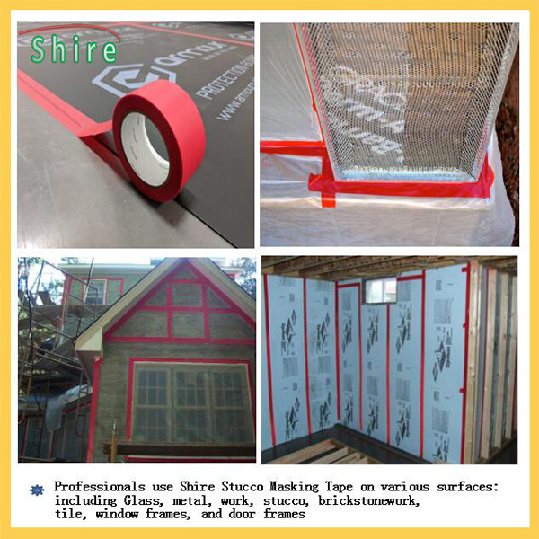 Red Stucco Masking Tape Uv Resistant Polyethylene Tape Outdoor Use